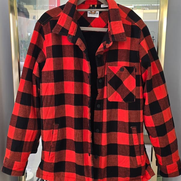 팀버랜드 레드 블랙 체크 셔츠 자켓 L