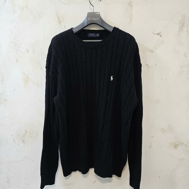 폴로 랄프로렌 꽈배기 니트 블랙 L