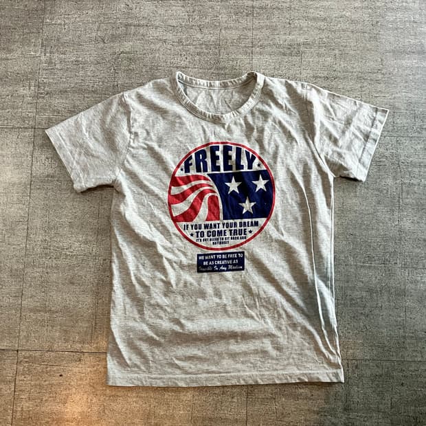 일본빈티지 Freely 올드스쿨아메카지 오혁 백로고 반팔티셔츠