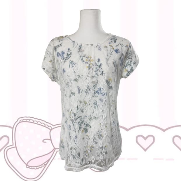 빈티지 모리걸 플라워 레이스 반팔