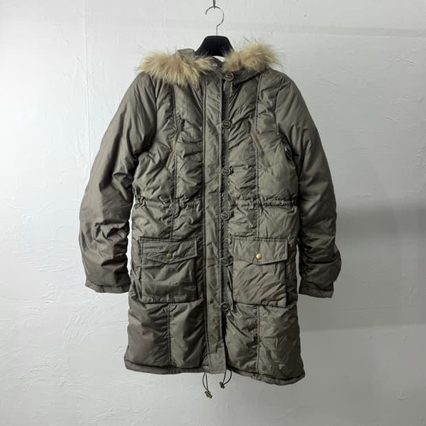 JPN 셔링 후드 퍼 파카