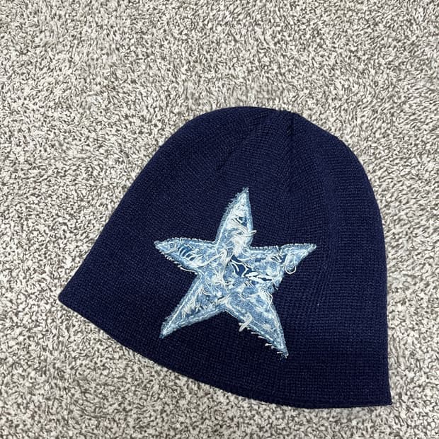 Distressed star beanie