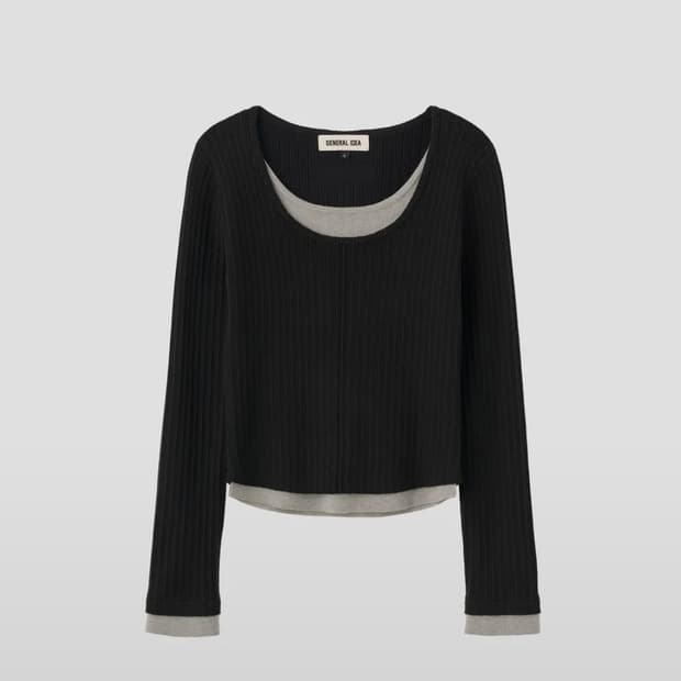 제너럴아이디어 더블 레이어드 롱슬리브 니트