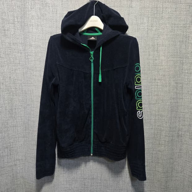 아디다스 칼라 테리 탑 벨벳 후드 집업 