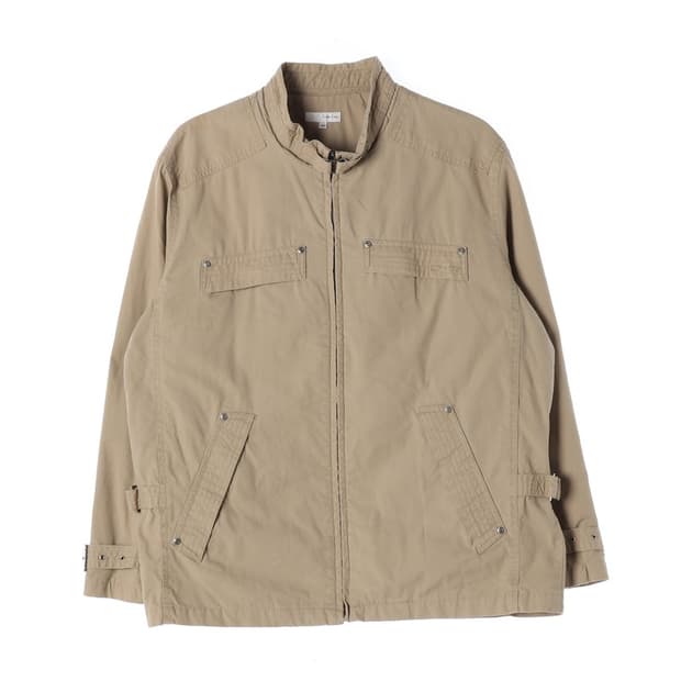 CRENCIA 베이지 워크 웨어 코튼 집업 자켓 L