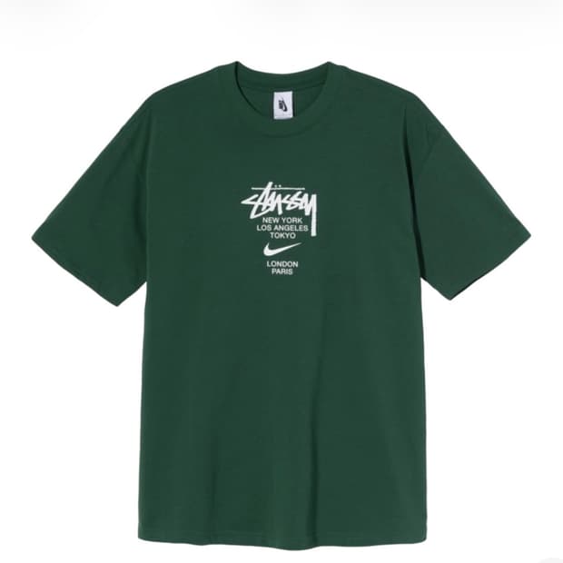 [XL] 나이키 x 스투시 나투시 월드투어 반팔 티셔츠 그린