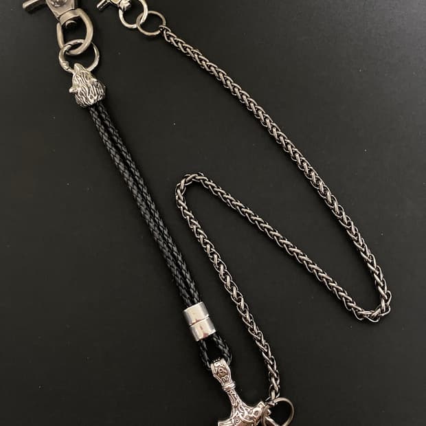 롱&숏 스컬 바지 체인