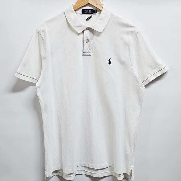 폴로 랄프로렌 화이트 반팔 카라티 L