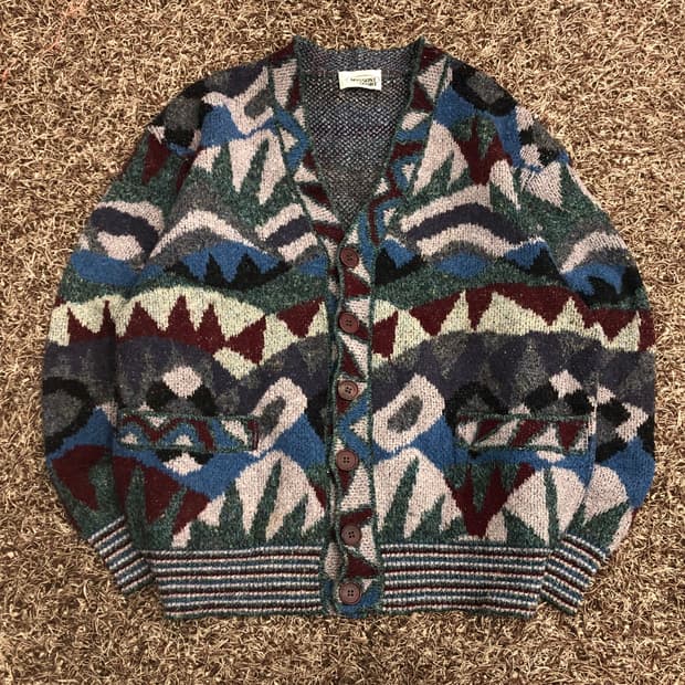 미쏘니 멀티컬러 패턴 울 가디건