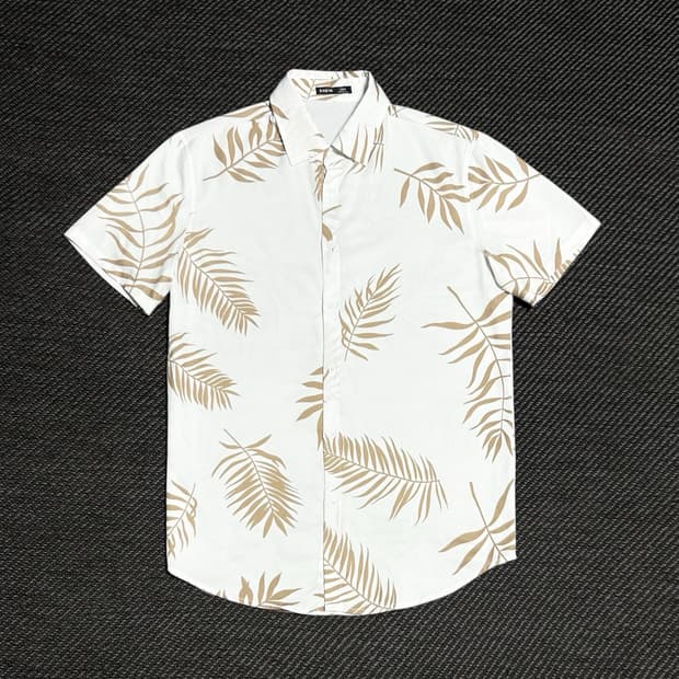 [L] Shein 쉬인 화이트 반팔 하와이안 셔츠