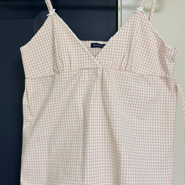 브랜디멜빌 연핑크 체크 민소매 블라우스