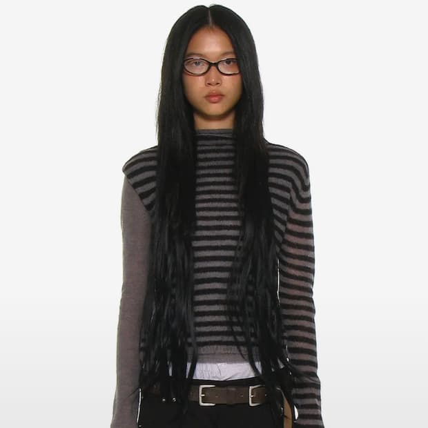 파르티멘토 우먼 더블 레이어드 모크넥 니트 탑 M