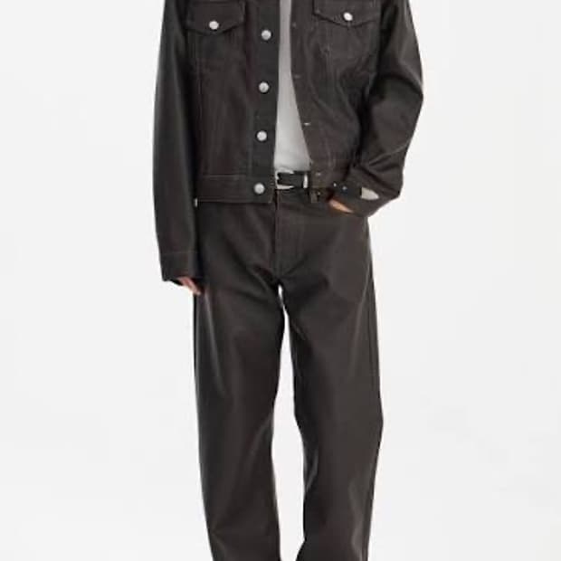 [L] 선플라워 레더 트러커 자켓