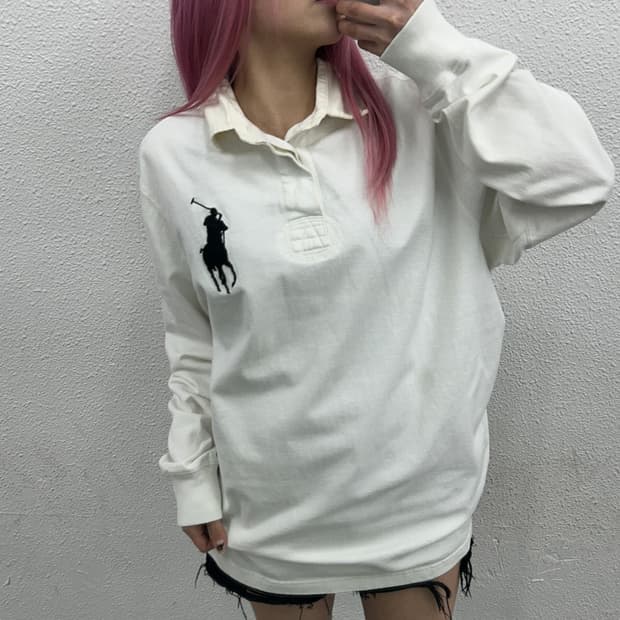 폴로 랄프로렌 블랙 빅포니 화이트 pk티 XL