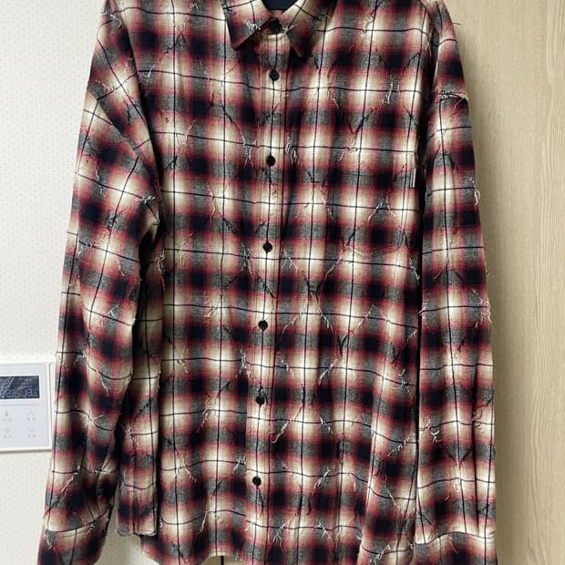 준지 아가일 데미지 루즈핏 셔츠 레드, 52사이즈