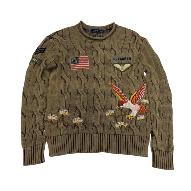 폴로 랄프로렌 케이블 자수 니트