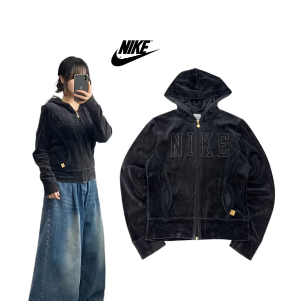 나이키 Y2K 빅로고 벨벳 아치로고 후드집업