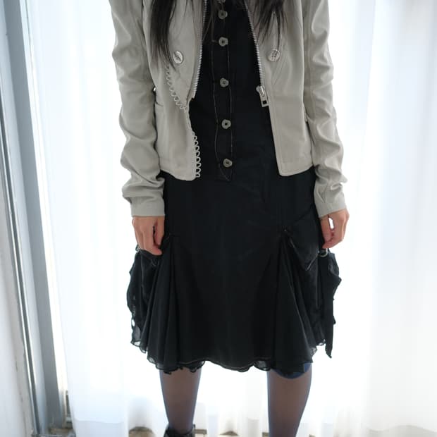 Frill cross strap dress