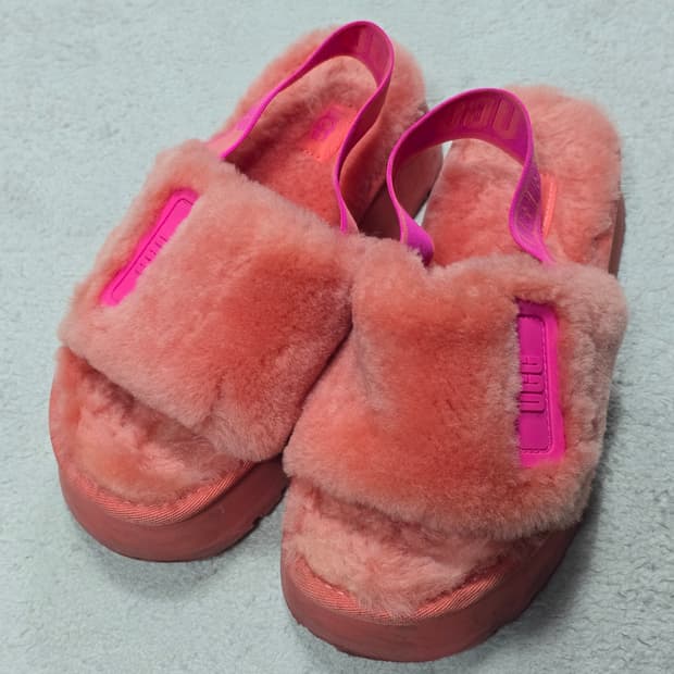 Ugg 어그 우먼스 디스코 슬라이드 핑크 슬리퍼 235 