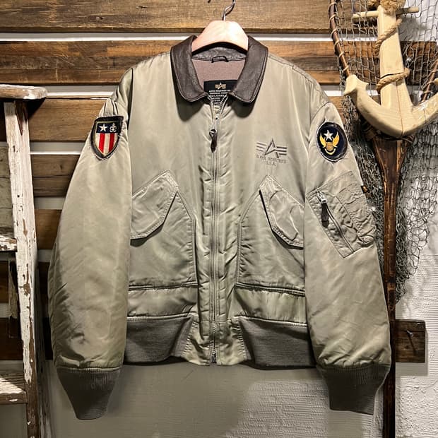 [L]알파인더스트리 레더 카라 패치 CWU-45P 항공 점퍼