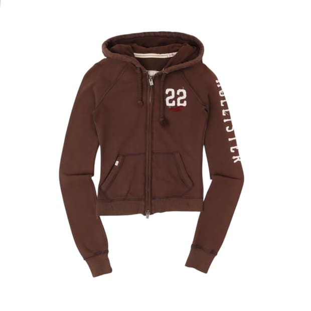 홀리스터 브라운 슬림핏 후드집업