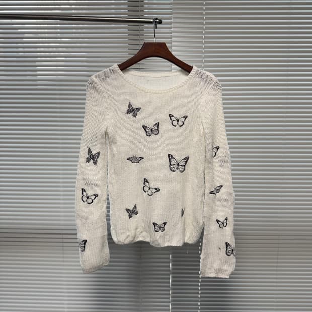 빈티지 버터플라이 패턴 니트