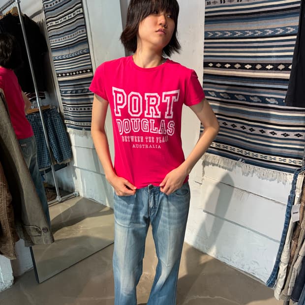 Surf Where 핫핑크 숏 슬리브 S