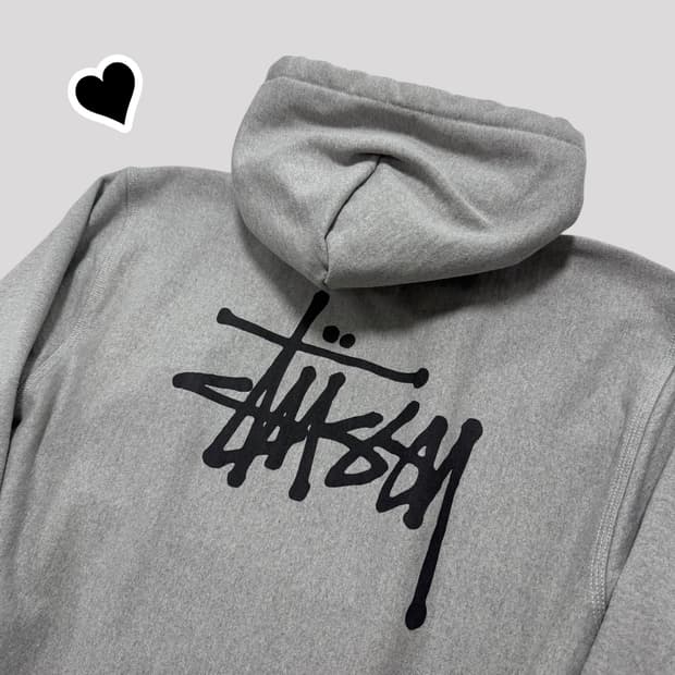 정품 스투시 빅로고 그레이 후드티