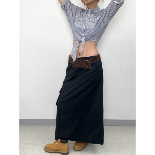 빈티지 스트라이프 크롭 셔츠