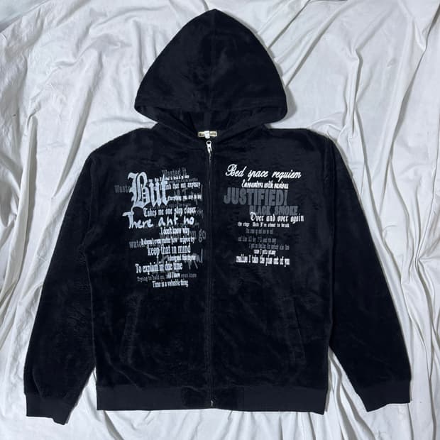 빈티지 레터링 플리스 후드집업 y2k 펑크