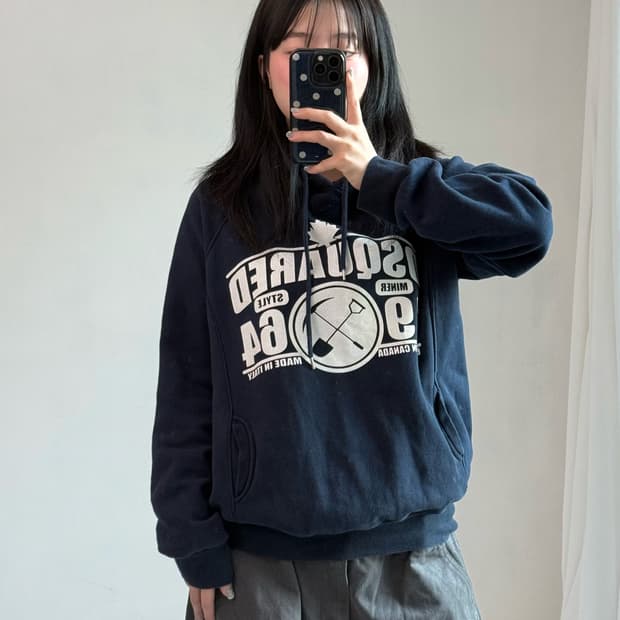 디스퀘어드 네이비 후드티