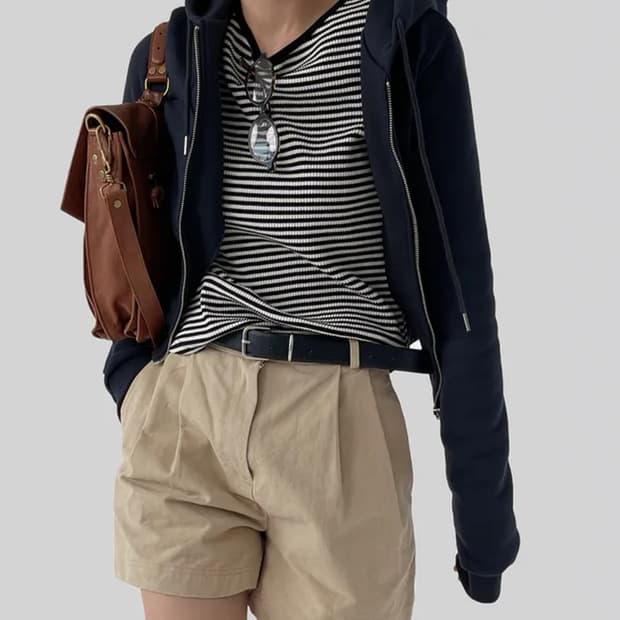 어텀 미니후드집업 차콜네이비