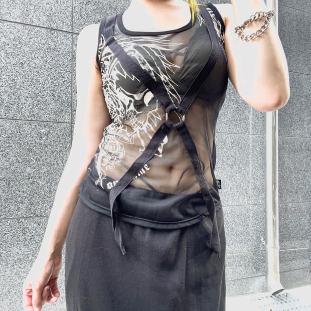 X shaped string printing mesh sleeveless