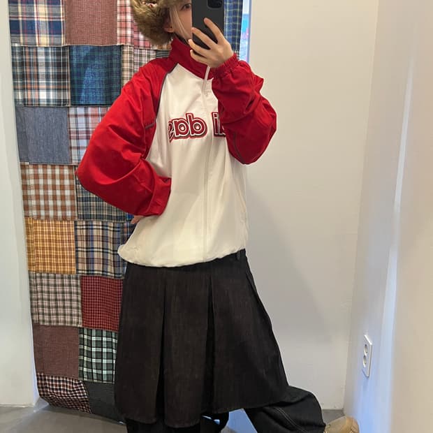 흑청 데님 미디 스커트