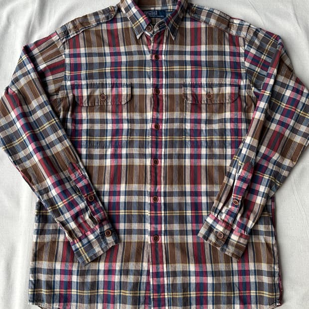 폴로 에폴렛 멀티 체크셔츠 M 