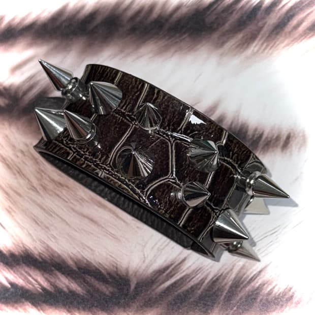 emo 펑크 갸루 스파이크 스터드 가죽 뱅글 팔찌