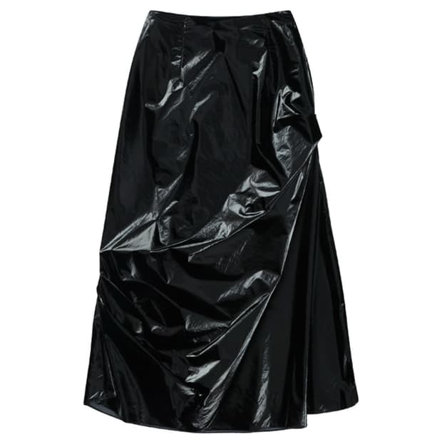 쓰리투에이티 UNBALANCED SHIRRING SKIRT BLACK M