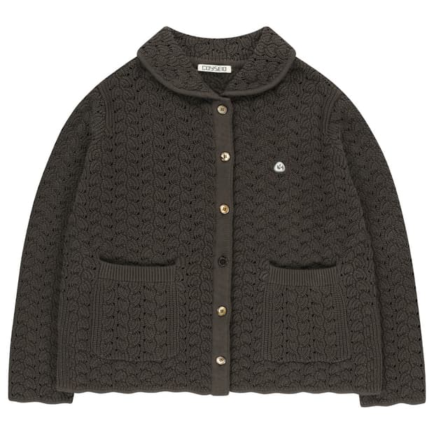 COYSEIO WAVE KNIT CARDIGAN DARK BROWN