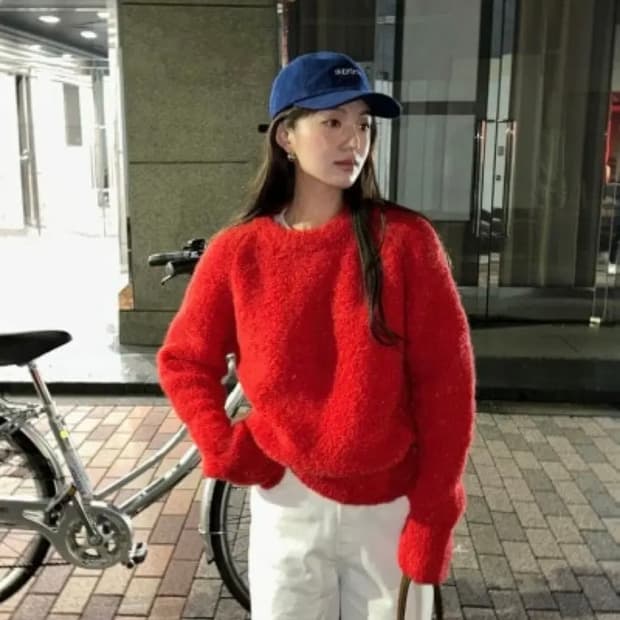 게드 ged 라운드 풀오버 부클 니트 