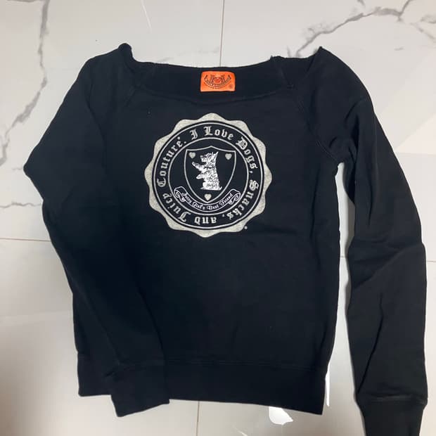 Y2K 쥬시 꾸뛰르 블랙 오프숄더 스웻셔츠 맨투맨 S