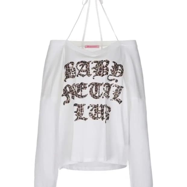 베이비메탈클럽 레오파드 로고 스트링티 화이트