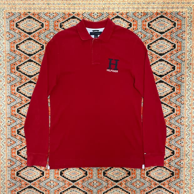 타미힐피거 레드 긴팔 카라티셔츠 남성M