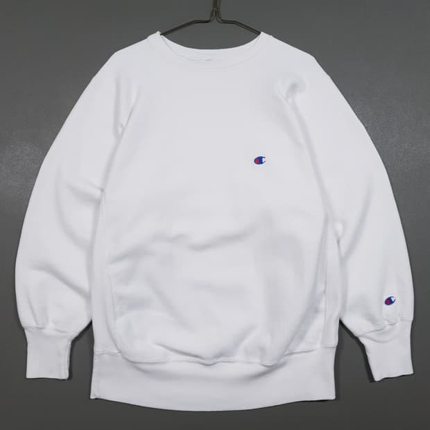 L (100) 챔피온 90s USA 리버스위브 화이트 맨투맨 스웻셔츠