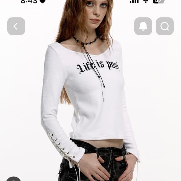 구해요) 러프넥 brushed eyelet sleeve white 구함