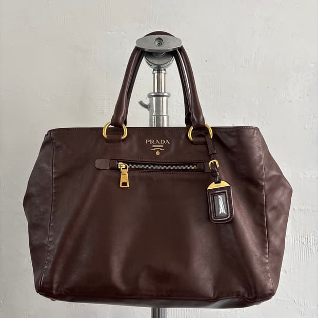 Prada 프라다 소프트 카프 브라운 레더 숄더백
