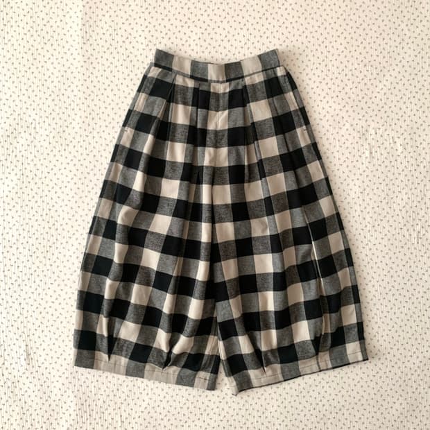 빈티지 벌룬 체크 면 팬츠