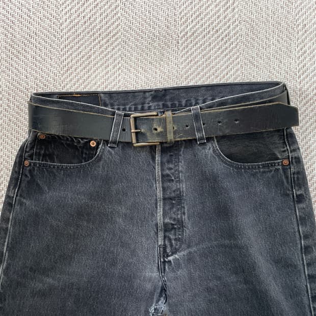 빈티지 버클 플레인 레더 벨트