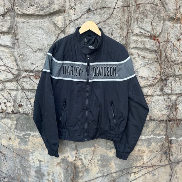 할리데이비슨 빈티지 자수 로고 프린팅 정비공 바람막이 퀄팅 자켓