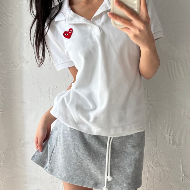 COMMEdesGARCONS 꼼데가르송 레드와펜 화이트컬러 PK 카라티셔