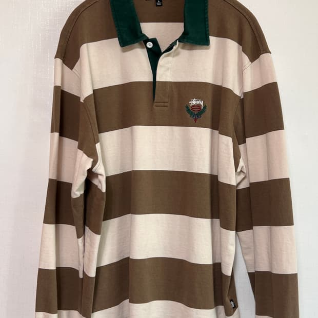 스투시 럭비티 L / 카라티 스트라이프 롱슬리브 스웻